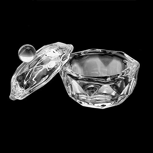 2Pcs Clear Nail Art Acrylic Liquid Powder Dappen Dish Bowl Glass Crystal Cup Glassware with Lid for Nail Art Manicure Care Tools