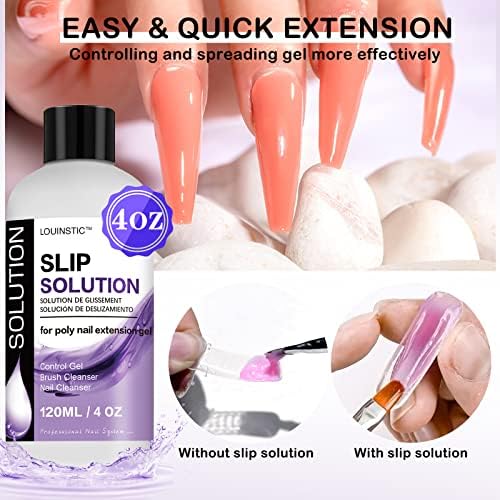 Polygel Slip Solution - 4Oz Slip Solution for Polygel Nails, Anti-Stick Slip Solution for Nail Extension, Brush Clean Liquid, Easy to Use Suitable for Polygel Nail Kit, Beginners, Nail Salon