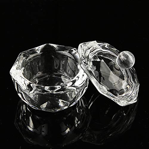 2Pcs Clear Nail Art Acrylic Liquid Powder Dappen Dish Bowl Glass Crystal Cup Glassware with Lid for Nail Art Manicure Care Tools