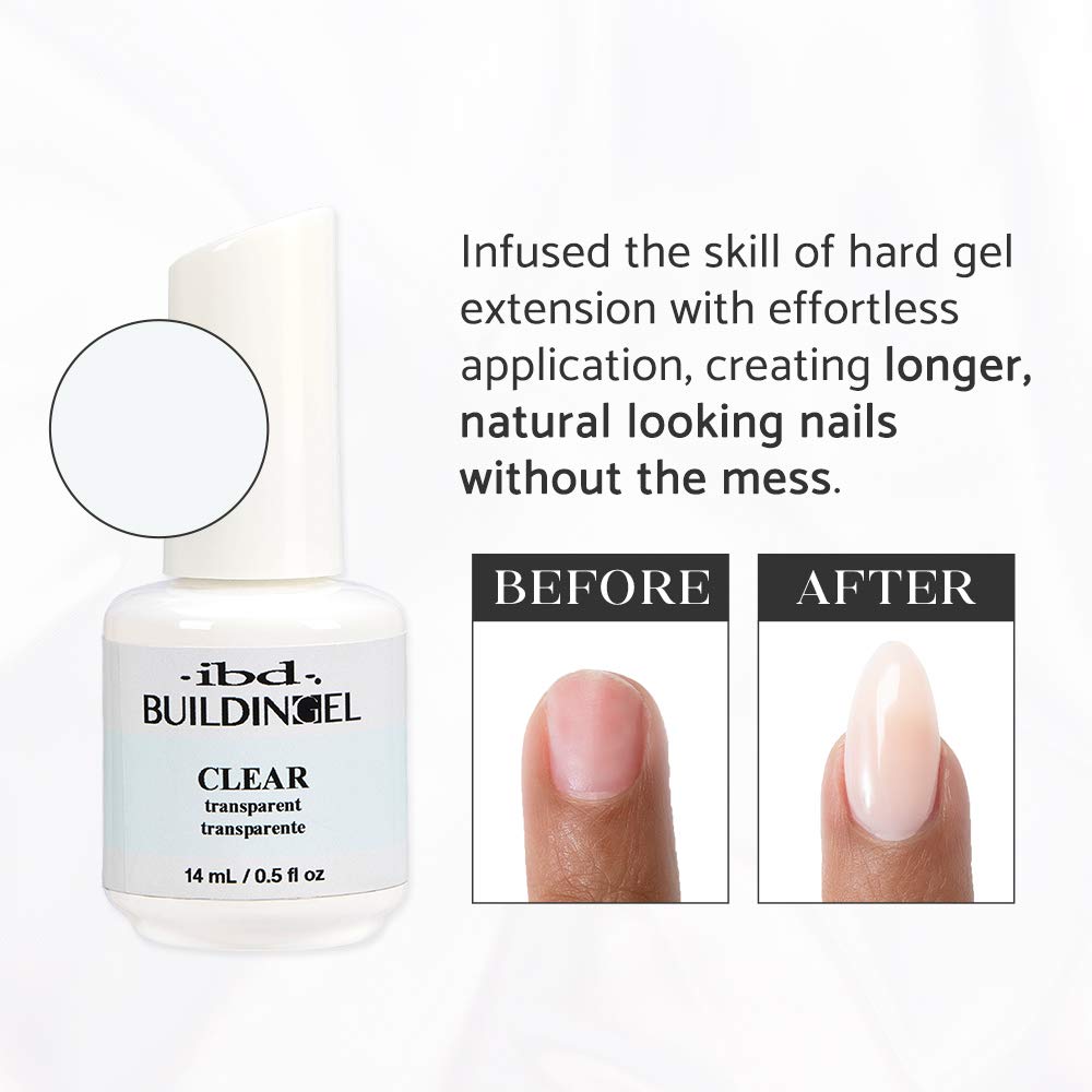 Building Gel, Hard Gel Nail Extension, Clear, 0.5 Oz