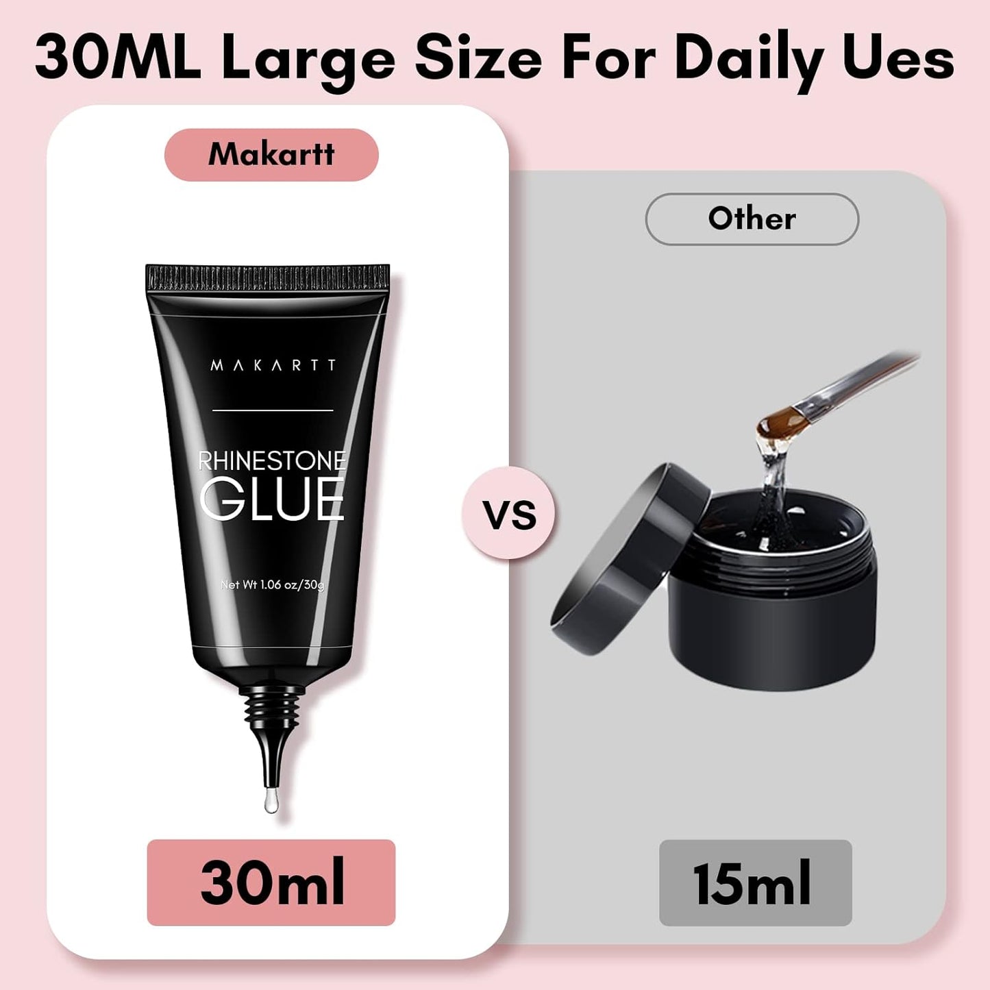 Nail Rhinestone Glue for Nails: Super Strong Gel Nail Glue for Valentines Day Decorations Nail Charm 3D Nails Bling Gel for Nail Gem Nail Art Jewel Diamonds 30ML Cured Need Beauty Gift