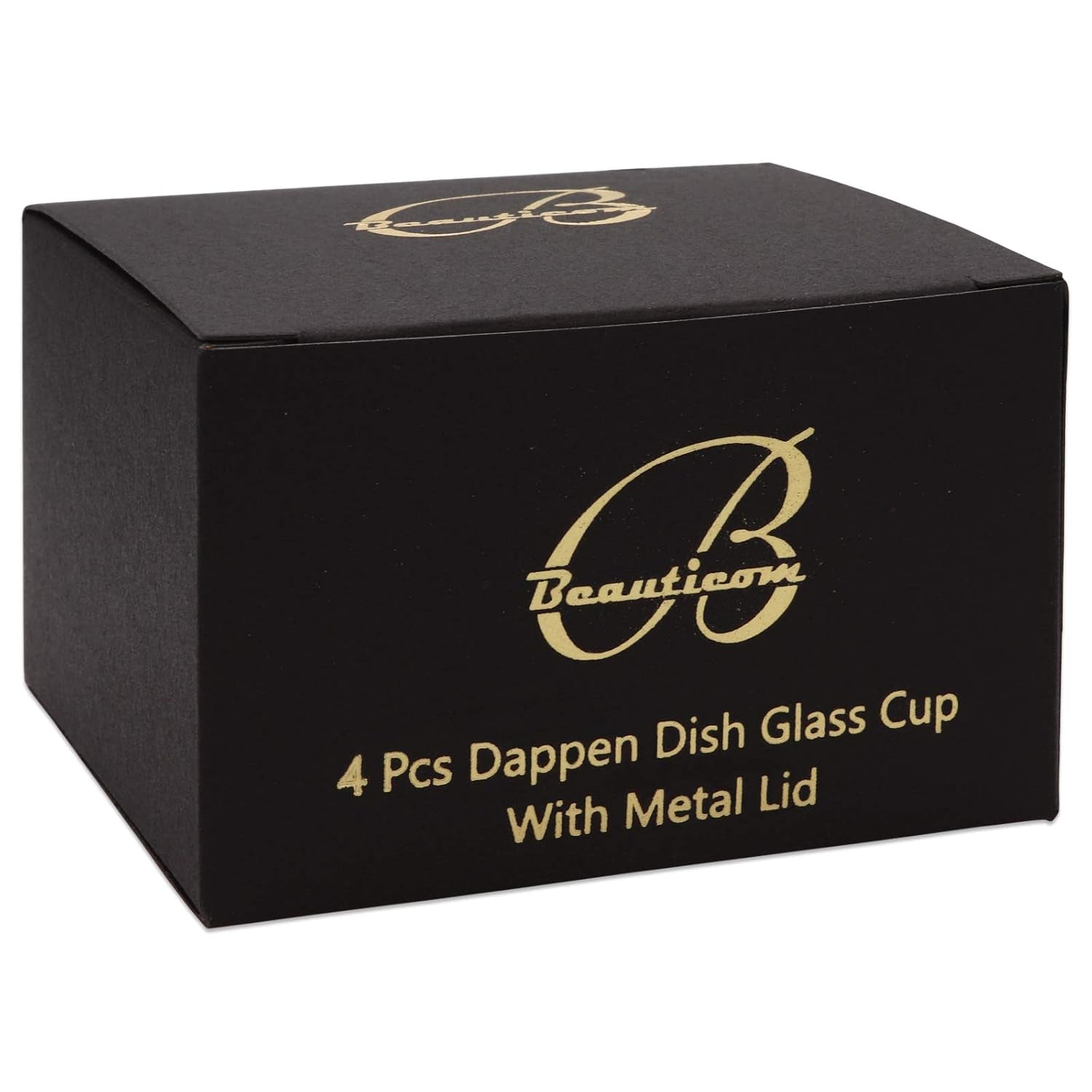 Crystal Glass Dappen Dish for Acrylic Nail Dip Powder, Monomer, and Nail Polish Remover (Octagon Shape W/Stainless Steel Lid, 4 Pieces)