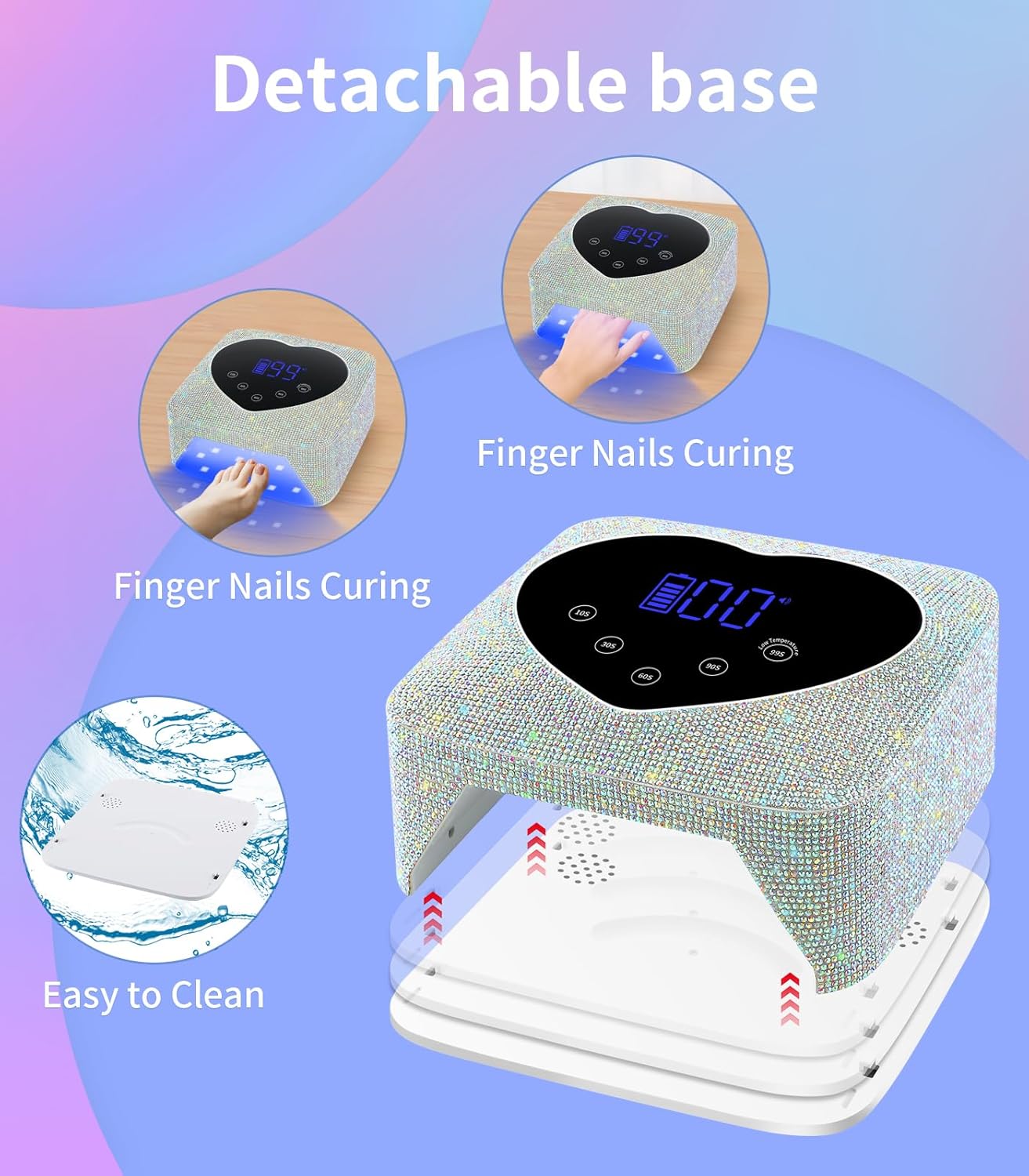 UV Light for Nails,  Cordless UV Nail Lamp for Gel Nails 72W, Rechargeable Diamond LED Nail Dryer with 5 Timer Setting,Touch Control & Auto Sensor, Fast Nail Light Curing Lamp for Salon & Home