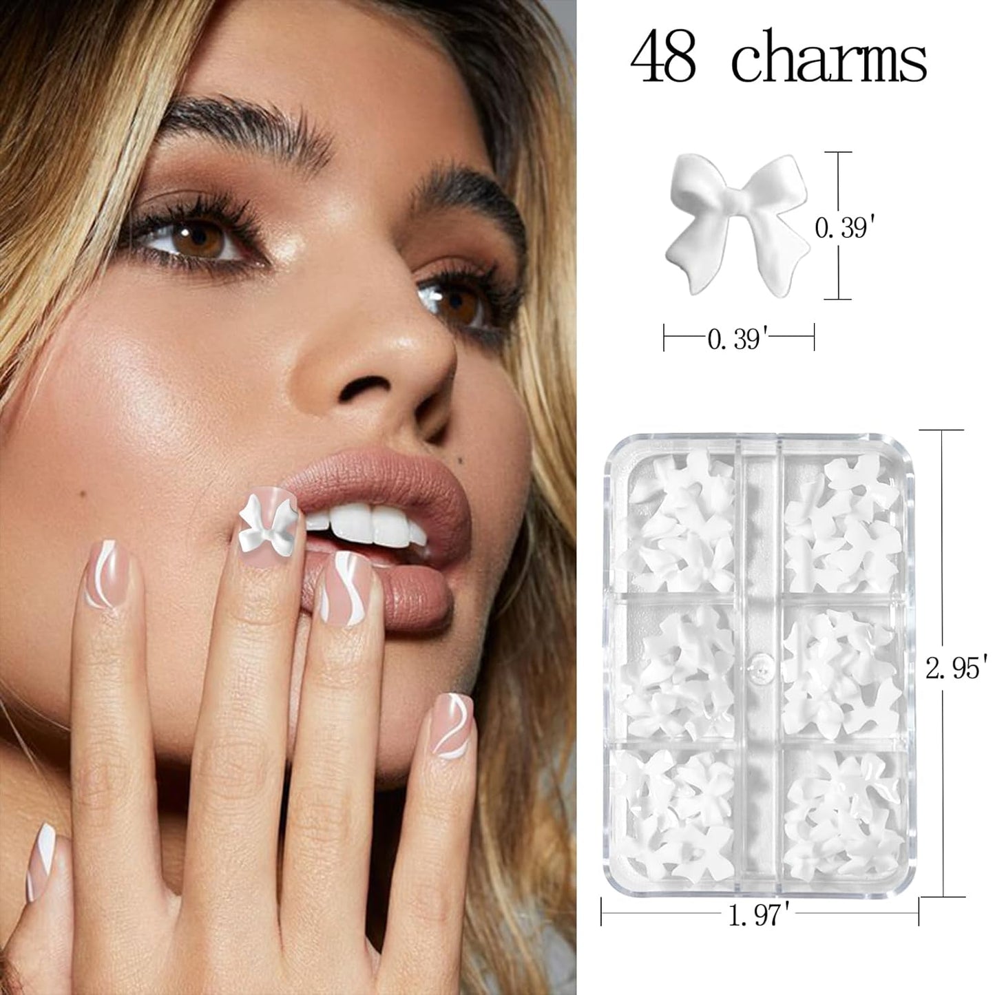 Nail Art Pearls Flatback Pearls Bow-Knot Nail Charms Silver Nail Beads White Half round Nail Art Supplies Luxurious Design Nail Jewelry DIY Crafts Nail Accessories for Women Nail Decorations.