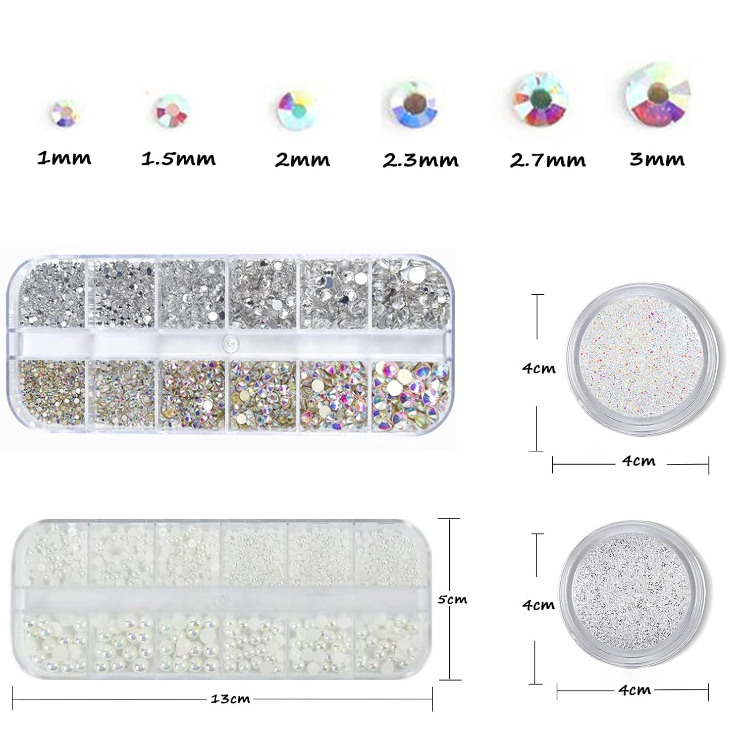 4 Boxes Flatback Rhinestones and Pearls Nail Charms for Acrylics - Crystals, Half Rounds, and Accessories for DIY Nail Art Decor