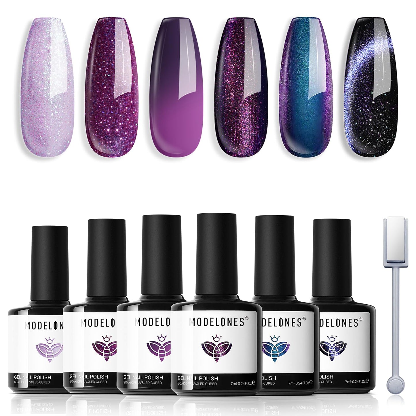 Chameleon Gel Nail Polish Set- 6 Colors Aurora Shimmer Glitter Gel Polish Kit Blue Green Purple Nail Gel Polish All Seasons Soak off LED Nail Lamp Nail Art Gel Kit DIY Salon Gift for Women