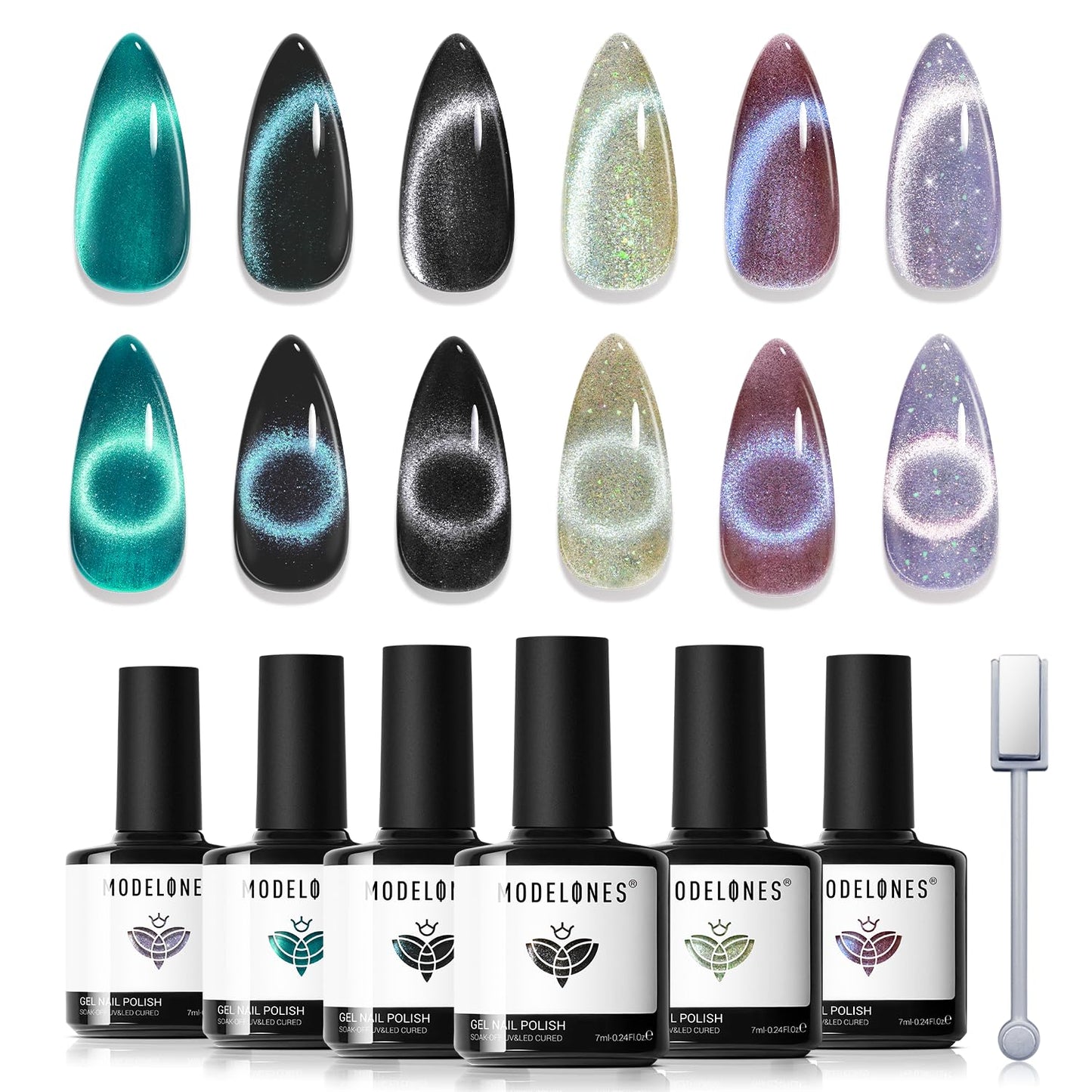 Chameleon Gel Nail Polish Set- 6 Colors Aurora Shimmer Glitter Gel Polish Kit Blue Green Purple Nail Gel Polish All Seasons Soak off LED Nail Lamp Nail Art Gel Kit DIY Salon Gift for Women