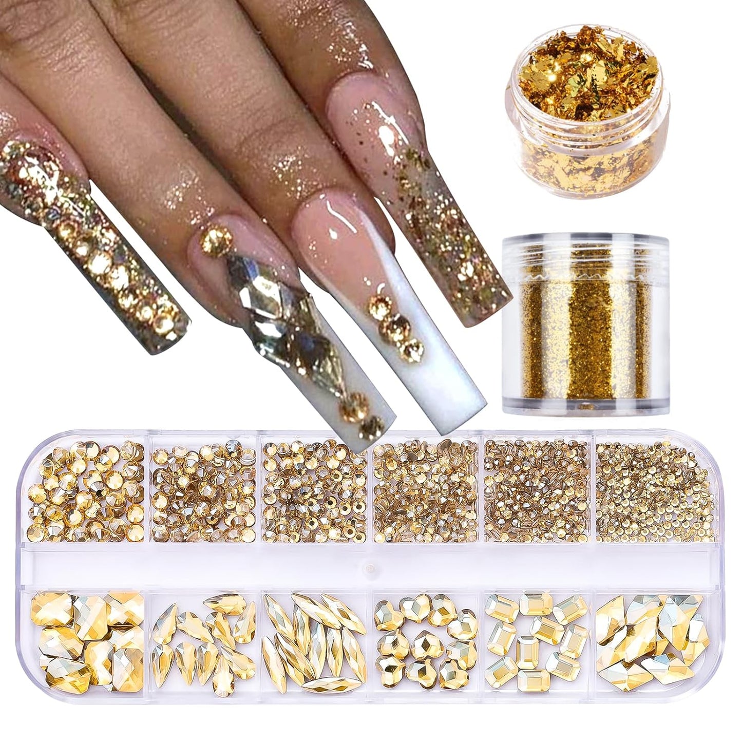 4 Boxes Flatback Rhinestones and Pearls Nail Charms for Acrylics - Crystals, Half Rounds, and Accessories for DIY Nail Art Decor