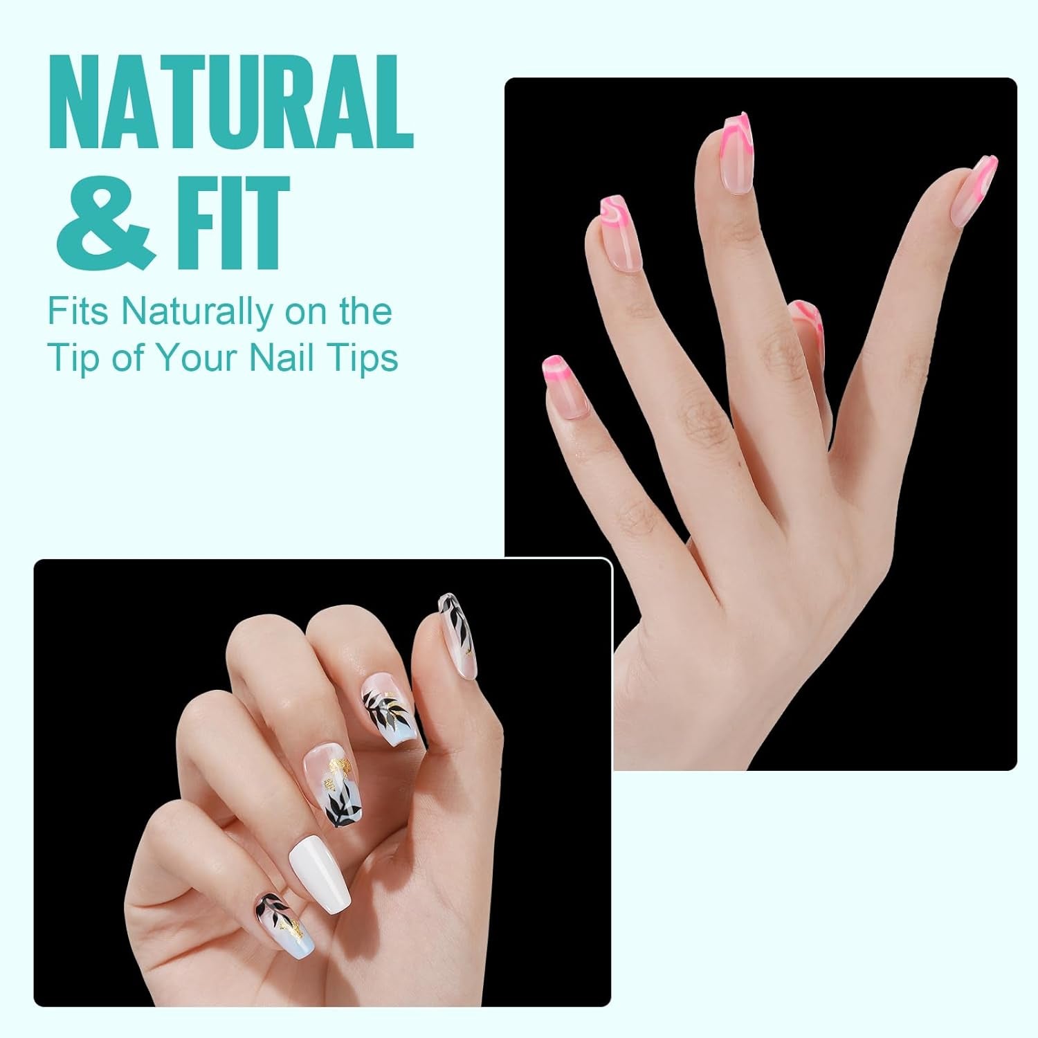 Coffin Acrylic Nails - Clear Short Coffin Nails, 216Pcs Fake False Nails for Nail Extension, Soft Gel Press on Nails for Beginners and Professional