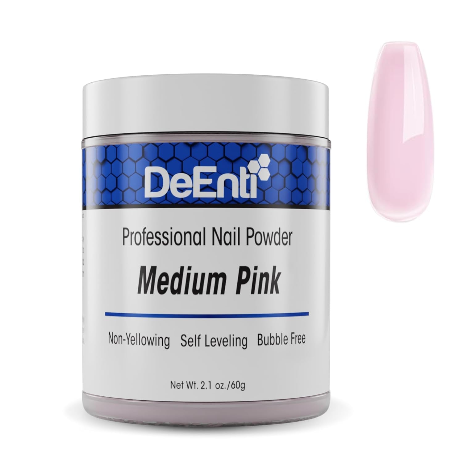 Deenti Acrylic Nail Powder, 2Oz Medium Pink Acrylic Powder Dip for Nails, Long Lasting Salon Quality, Bubble Free Professional Manicures, Nail Art, Fake Nails, Carving & Extensions